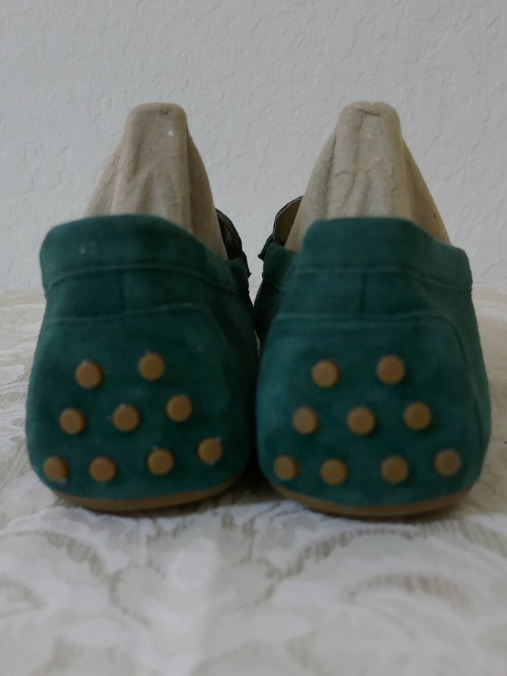 Ralph Lauren Barnsbury Suede Driving Loafer Green Signature Logo Women's Size 9 - Picture 7 of 12